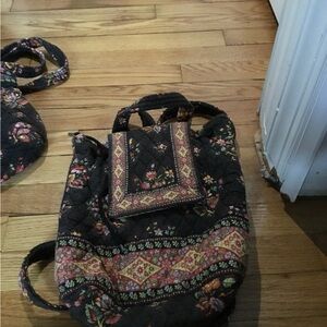 Vera Bradley Floral Backpack - Black and Multicolor